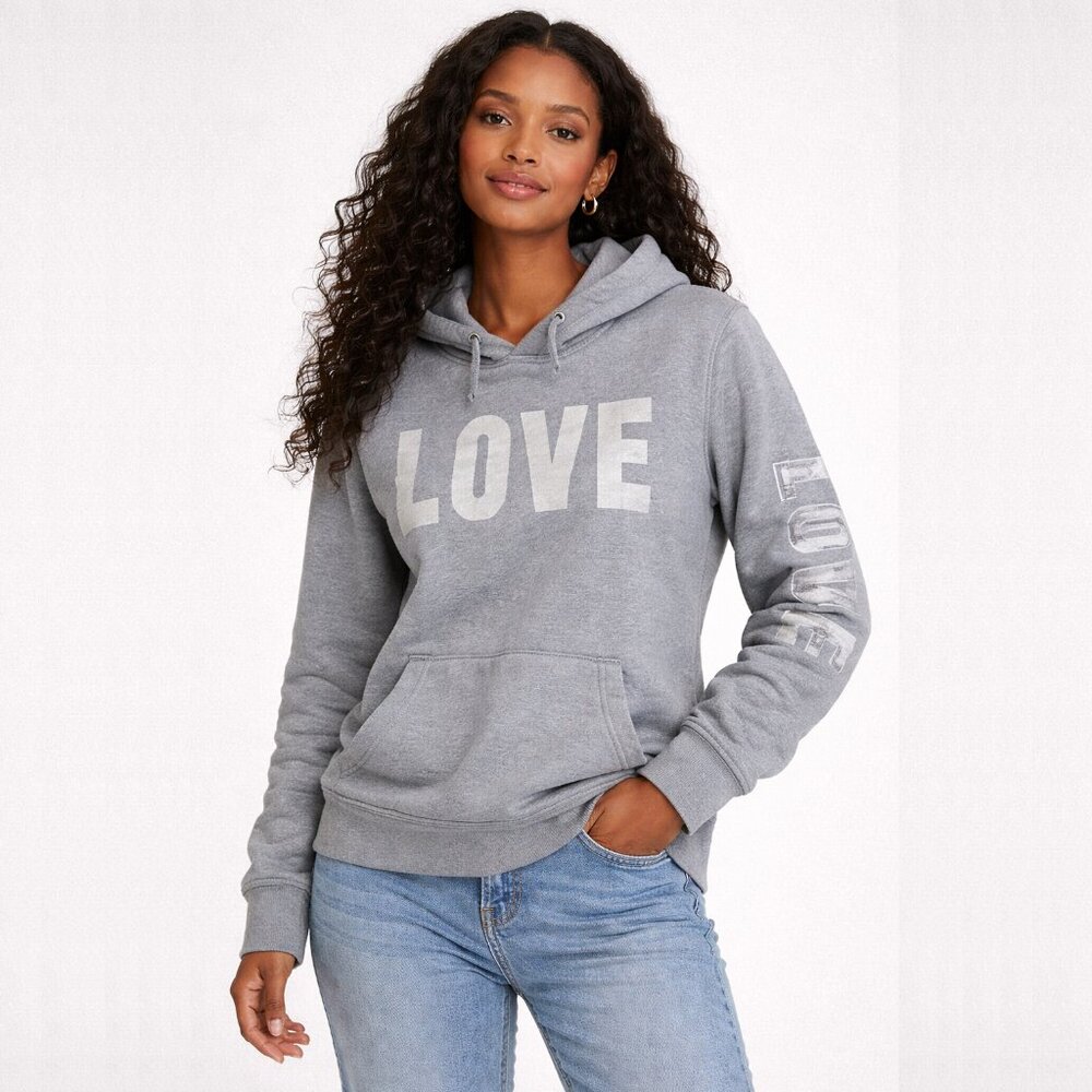 Women's Gray LOVE 60% cotton Hoodie - size US S